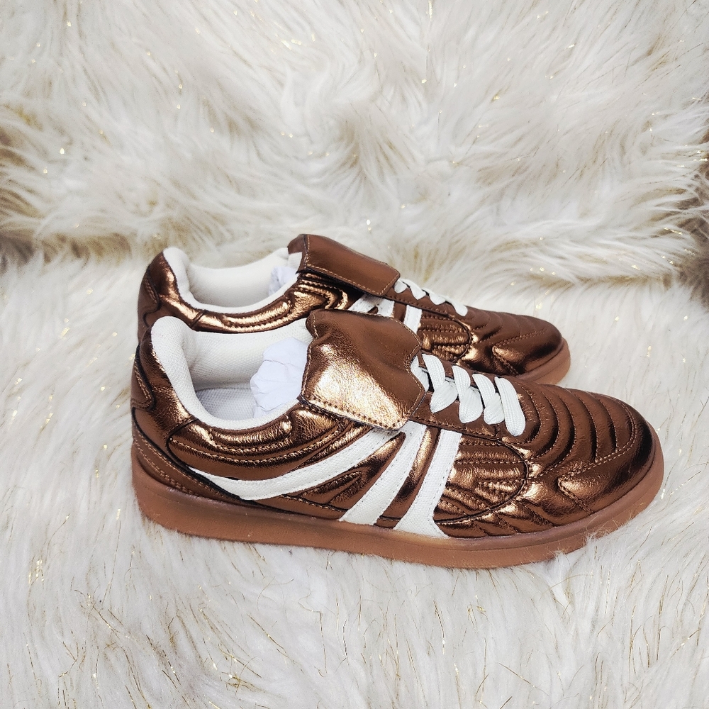 Steve Madden Bronze and White Sneakers